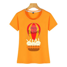 Load image into Gallery viewer, Tops T Shirt Women happy easter 200 Casual Black Cotton Female Tshirt