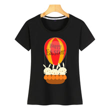 Load image into Gallery viewer, Tops T Shirt Women happy easter 200 Casual Black Cotton Female Tshirt