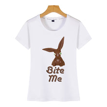 Load image into Gallery viewer, Tops T Shirt Women bite me easter chocolate bunny Sexy Harajuku Cotton Female Tshirt