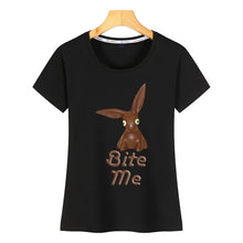 Load image into Gallery viewer, Tops T Shirt Women bite me easter chocolate bunny Sexy Harajuku Cotton Female Tshirt