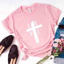 Load image into Gallery viewer, Christian Love Cross T Shirt Distressed Cross Shirt New Arrival Easter Top Tees
