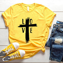 Load image into Gallery viewer, Christian Love Cross T Shirt Distressed Cross Shirt New Arrival Easter Top Tees
