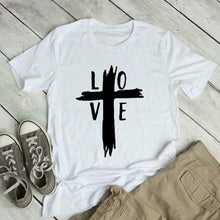 Load image into Gallery viewer, Christian Love Cross T Shirt Distressed Cross Shirt New Arrival Easter Top Tees
