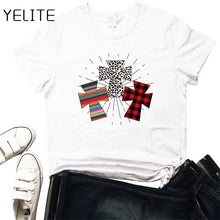 Load image into Gallery viewer, YELITE Faith cross T-Shirt Leopard Printed Faith Red Plaid stripe Cross Shirt Christian Shirt women Easter cotton aesthetic Tee
