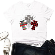 Load image into Gallery viewer, YELITE Faith cross T-Shirt Leopard Printed Faith Red Plaid stripe Cross Shirt Christian Shirt women Easter cotton aesthetic Tee
