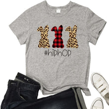 Load image into Gallery viewer, YELITE Easter Day Plaid Leopard Printed Hip Hop Bunnies T-Shirt Easter Bunnies colourful Shirts women 100%cotton aesthetic Tee
