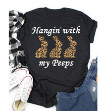 Load image into Gallery viewer, YELITE Easter Day Plaid Leopard Printed Hip Hop Bunnies T-Shirt Easter Bunnies colourful Shirts women 100%cotton aesthetic Tee
