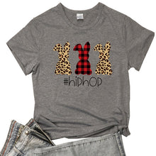 Load image into Gallery viewer, YELITE Easter Day Plaid Leopard Printed Hip Hop Bunnies T-Shirt Easter Bunnies colourful Shirts women 100%cotton aesthetic Tee
