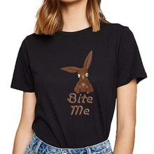 Load image into Gallery viewer, Tops T Shirt Women bite me easter chocolate bunny Sexy Harajuku Cotton Female Tshirt
