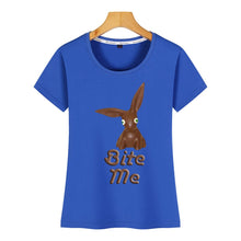 Load image into Gallery viewer, Tops T Shirt Women bite me easter chocolate bunny Sexy Harajuku Cotton Female Tshirt
