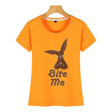 Load image into Gallery viewer, Tops T Shirt Women bite me easter chocolate bunny Sexy Harajuku Cotton Female Tshirt

