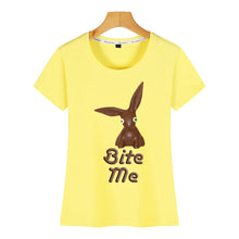 Load image into Gallery viewer, Tops T Shirt Women bite me easter chocolate bunny Sexy Harajuku Cotton Female Tshirt
